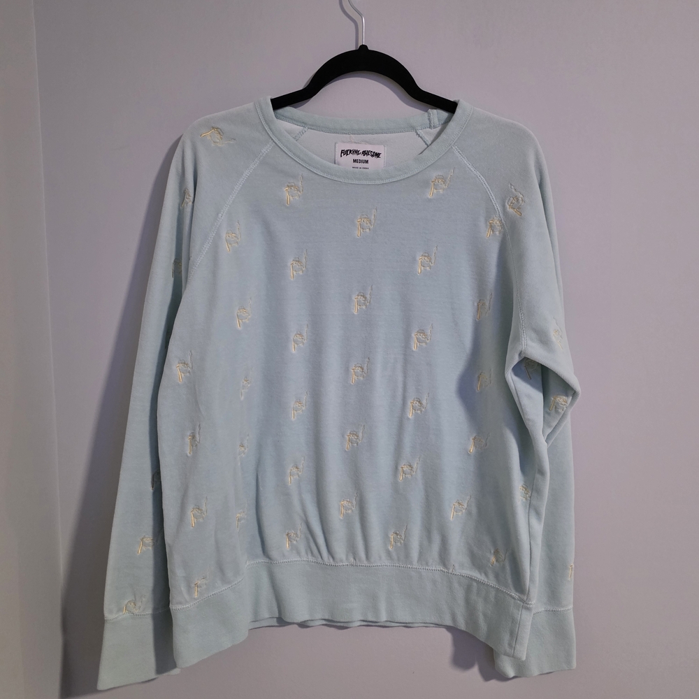 Light Blue Sweater with Embroidered Details